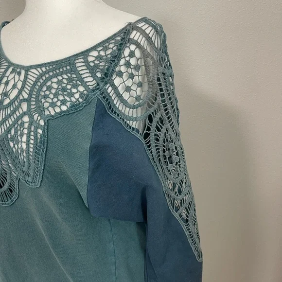 3/$20 Lace Teal Top - Picture 3 of 5